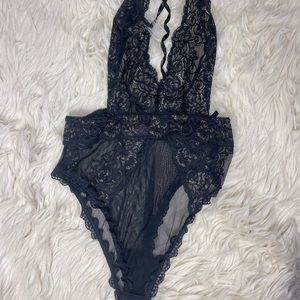 Lace Plunge Bodysuit Teddy • Black • M/L